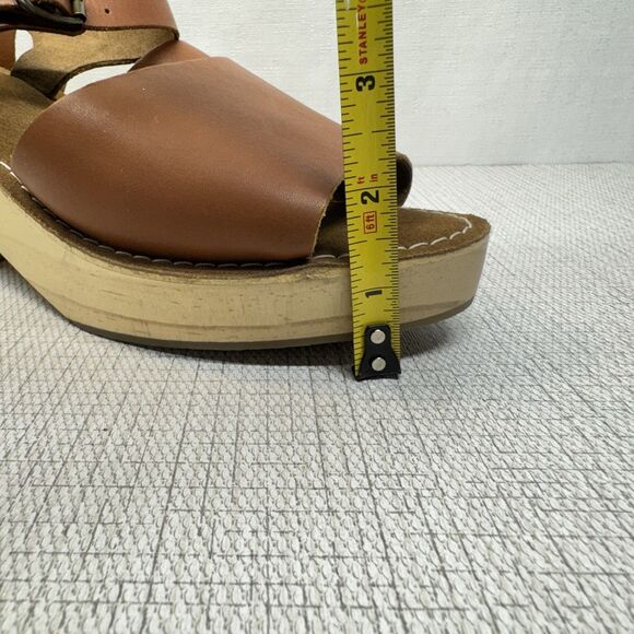 URBAN OUTFITTERS Tan Leather Wooden Platform Heel Rita Boho Clogs 9 NWOB - Picture 13 of 13